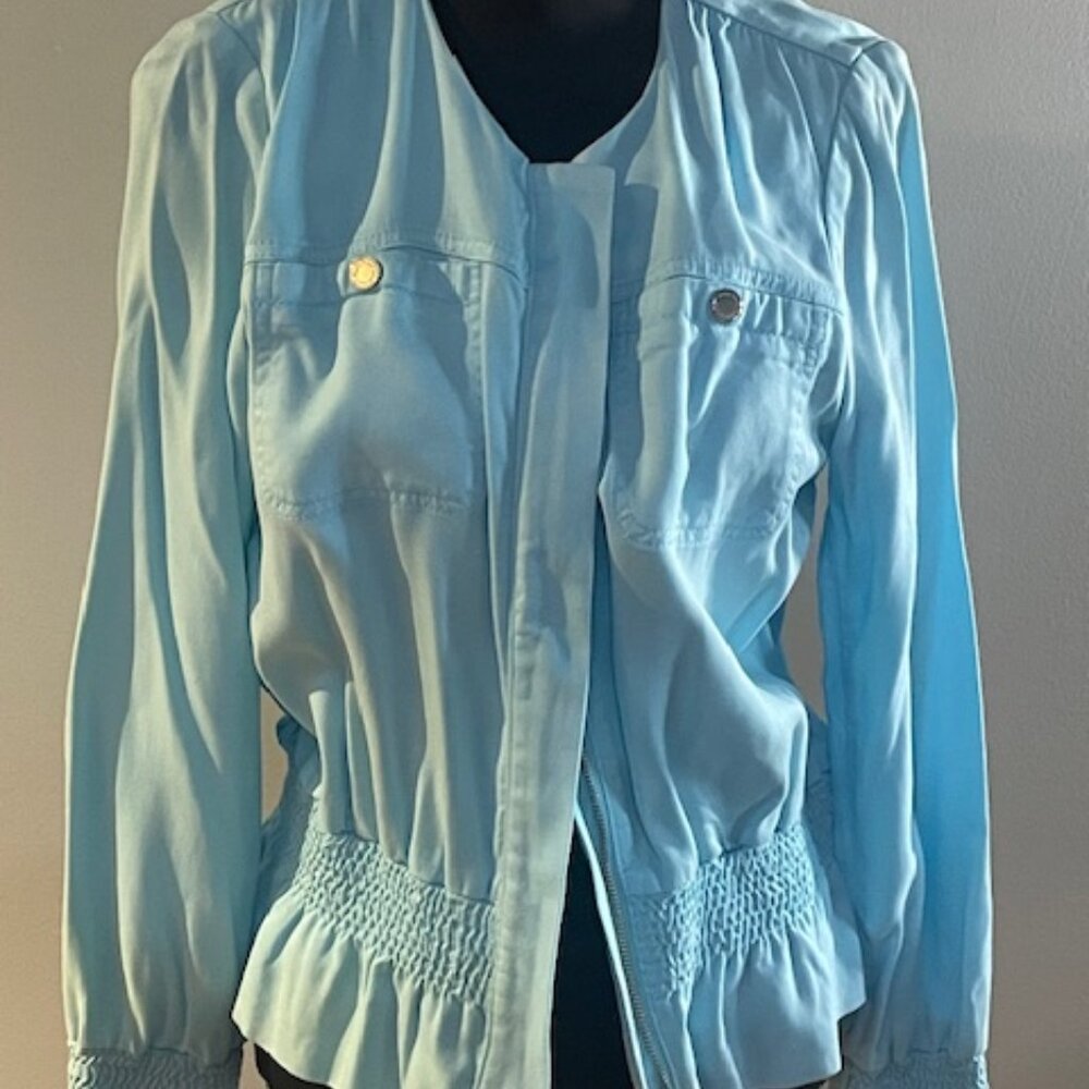Light Blue Cropped White House Black Market Jacket